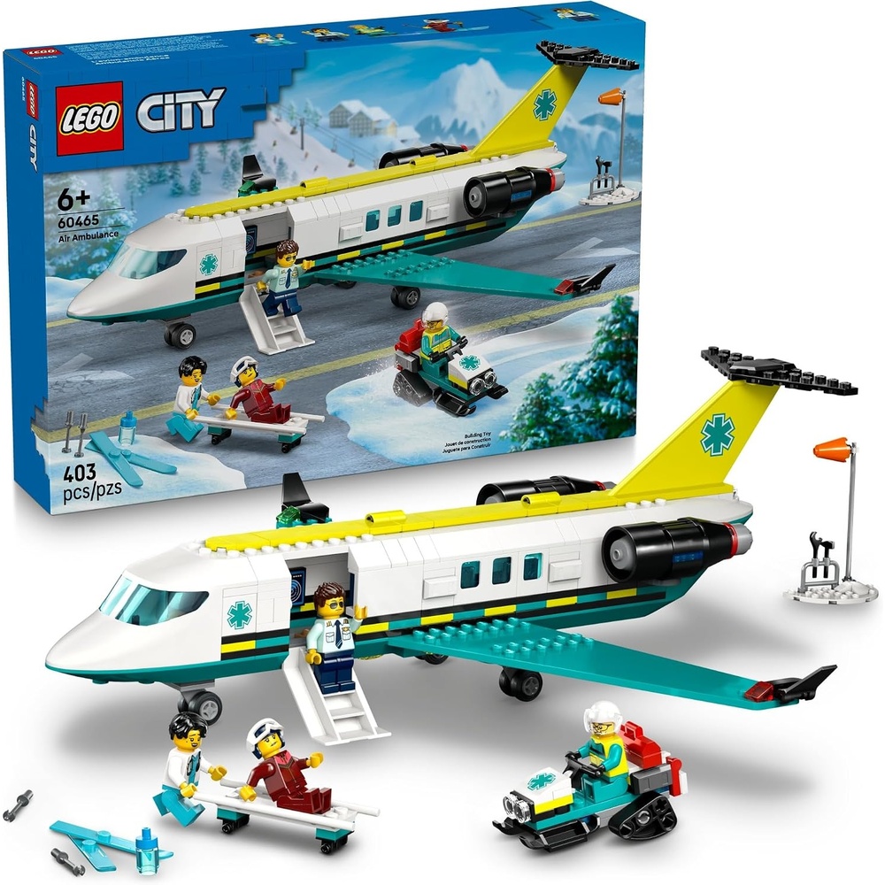 image:imageLEGO City Emergency Air Ambulance Airplane Building Toy for Kids Pretend Play Rescue Airplane Model for Boys amp Girls Ages 6 Building Blocks WHero Minifigures Gift Idea for Birthdays 60465