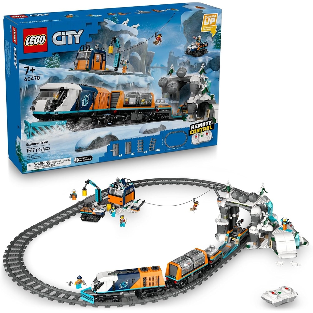 image:imageLEGO City Explorers Arctic Polar Express Train Set Building amp Learning Toys for Kids Remote Controlled Train for Boys amp Girls Ages 7 with 6 Explorer Minifigures Birthday Gift Idea 60470
