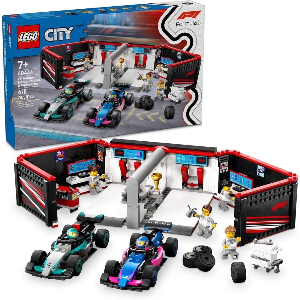 image:imageLEGO City F1 Garage amp MercedesAMG amp Alpine Cars Toy Model Race Car Building Toy and Portable Playset for Kids Boys and Girls Ages 7 F1 Collectible for Fans Gift Idea for Birthdays 60444
