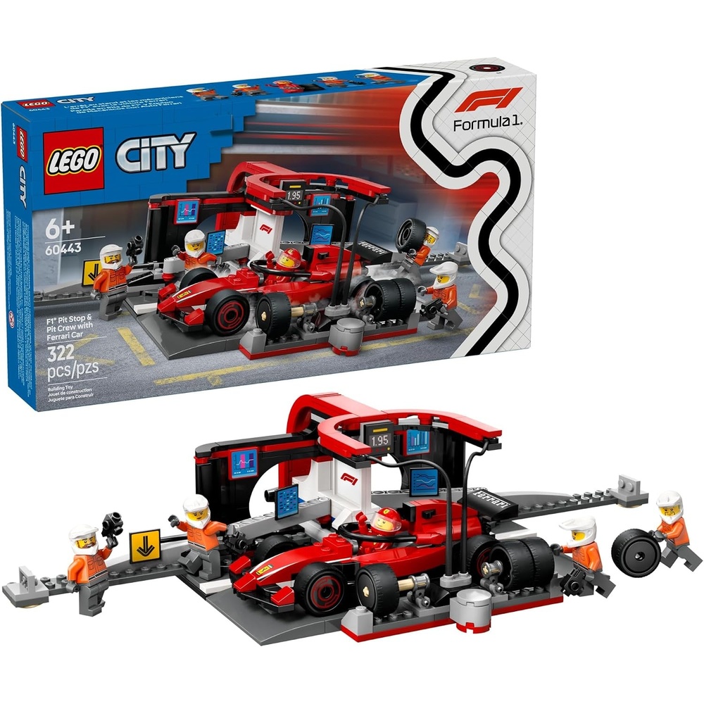 image:imageLEGO City F1 Pit Stop amp Pit Crew with Ferrari Car Toy Model Race Car Toy Building Playset for Kids Boys and Girls Ages 6 F1 Collectible for Fans Gift Idea for Birthdays 60443
