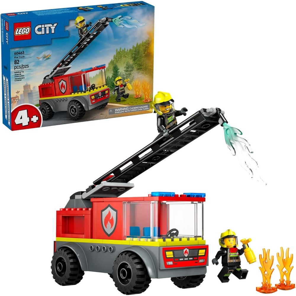 image:imageLEGO City Fire Ladder Truck Toddler Toy Fire Truck Toy with 2 Firefighter Minifigures Digital Guide for Boys and Girls Ages 4 Learning Educational Toy for Preschool 60463