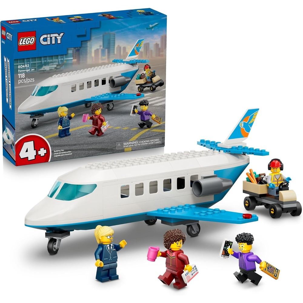 image:imageLEGO City Passenger Jet 60492 Building Toys for Boys amp Girls Ages 4 Airplane Toy Set W 4 Minifigures Pretend Play 118 pieces Gift for Birthdays
