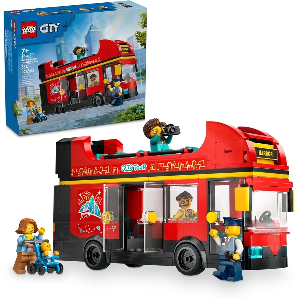 image:imageLEGO City Red DoubleDecker Sightseeing Bus Toy Vehicle Set Birthday Gift for 7 Year Olds for Kids DoubleDecker London Bus Toy 5 Characters Including a Baby and Stroller 60407