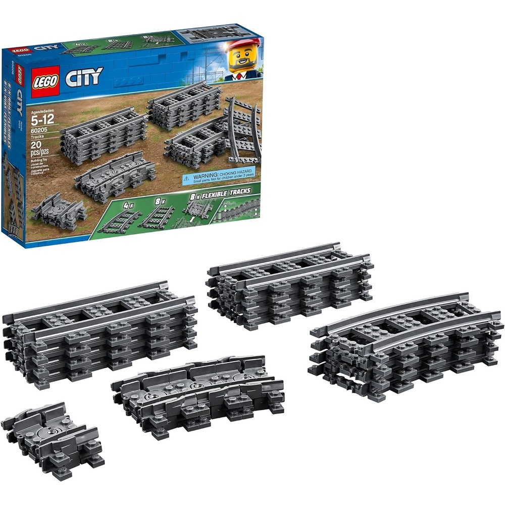 image:imageLEGO City Tracks Train Track Expansion Set Additional 20 Pieces Compatible with Our Sets 8 Straight 4 Curved amp 8 Flexible Tracks 60205