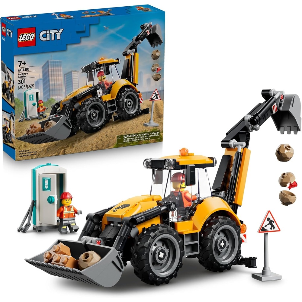 image:imageLEGO City Yellow Backhoe Loader 60480 Building Toys for Boys amp Girls Ages 7 Construction Truck Toy Movable Front Bucket amp Backhoe 301 pieces Gift Idea