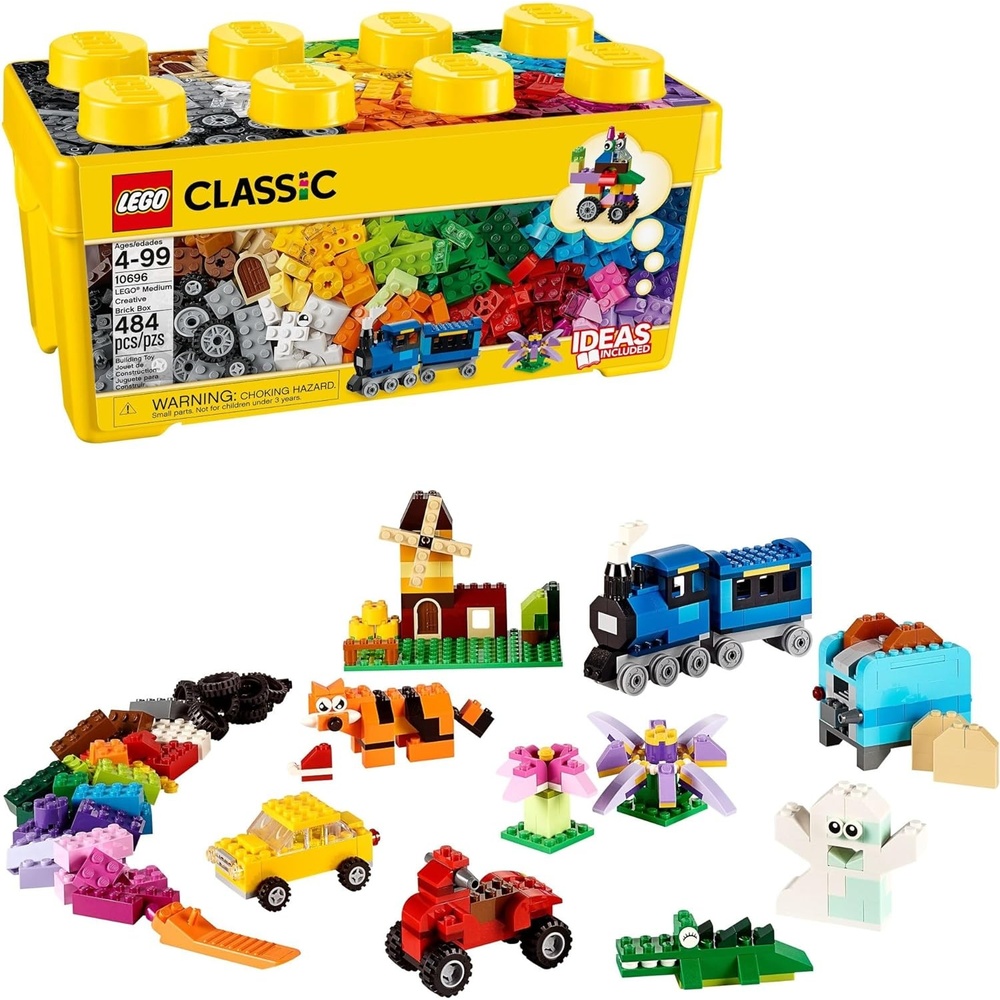 image:imageLEGO Classic Medium Creative Brick Box 10696 Building Toy Set Featuring Storage Includes Train Car and a Tiger Figure and Playset for Kids Boys and Girls Ages 499