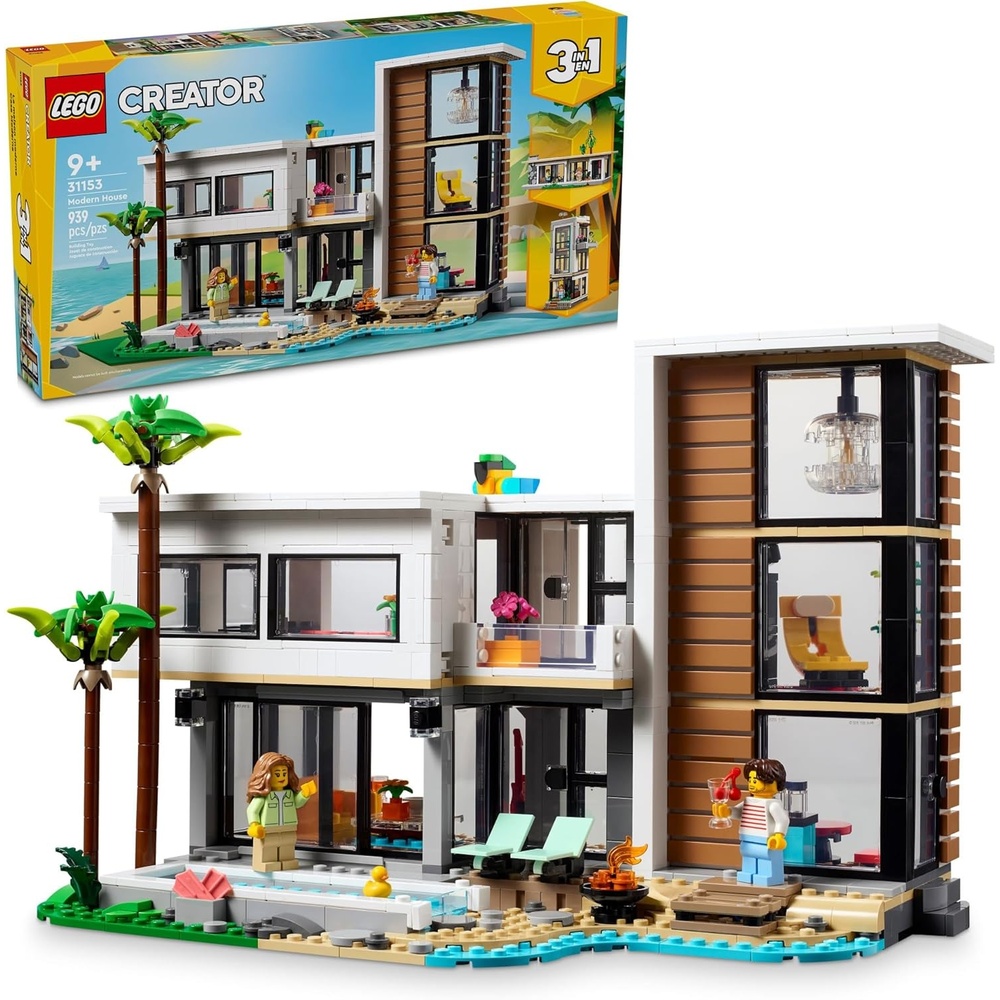 image:imageLEGO Creator 3 in 1 Modern Toy House Kids Toy Building Set with 3 Building Options for Boys amp Girls Ages 9 with 2 Minifigures for Pretend Play Gift Idea for Birthday 31153