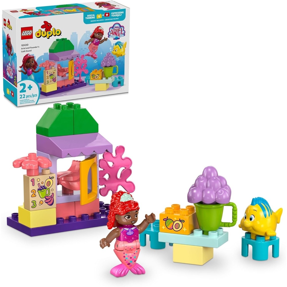 image:imageLEGO DUPLO Disney Ariel and Flounders Caf Stand The Little Mermaid Toy Educational Toy Kids Play Food and Fruit Kids Learning Toy Building Set for Preschool Kids Ages 2 and Up 10420