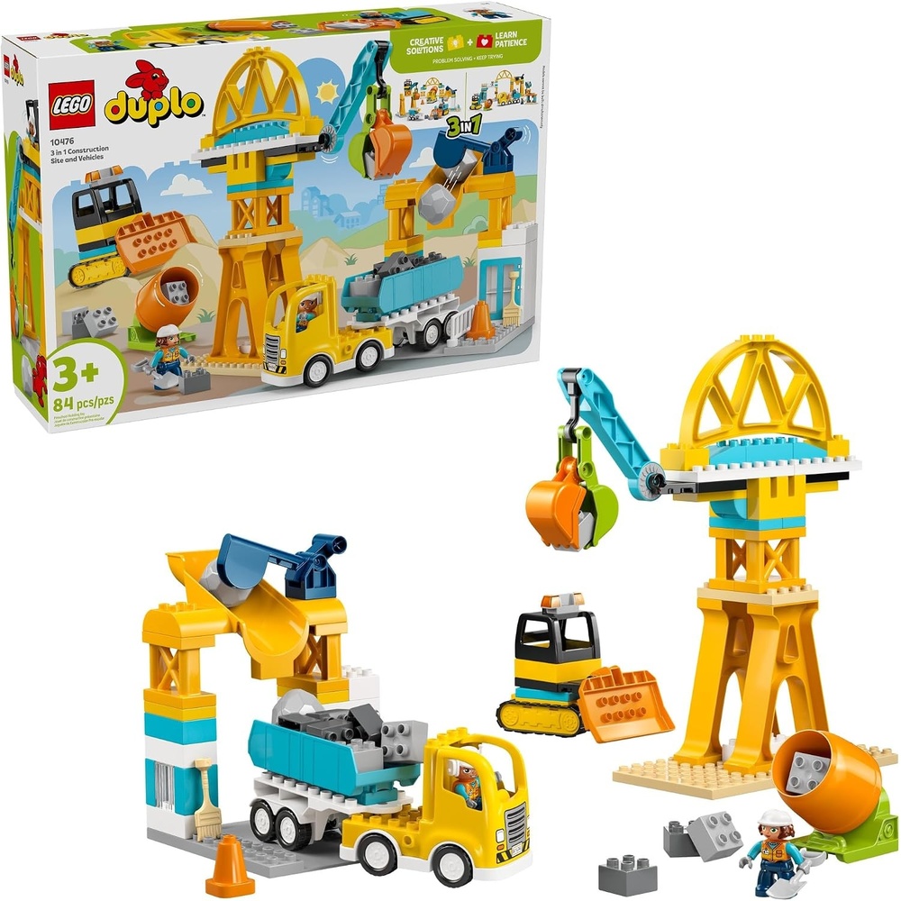 image:imageLEGO DUPLO Town 3 in 1 Construction Site and Vehicles Toys for Toddlers Pretend Play Set for Boys amp Girls Ages 3 Building Blocks for Fine Motor Skills Practice Gift for Birthdays 10476