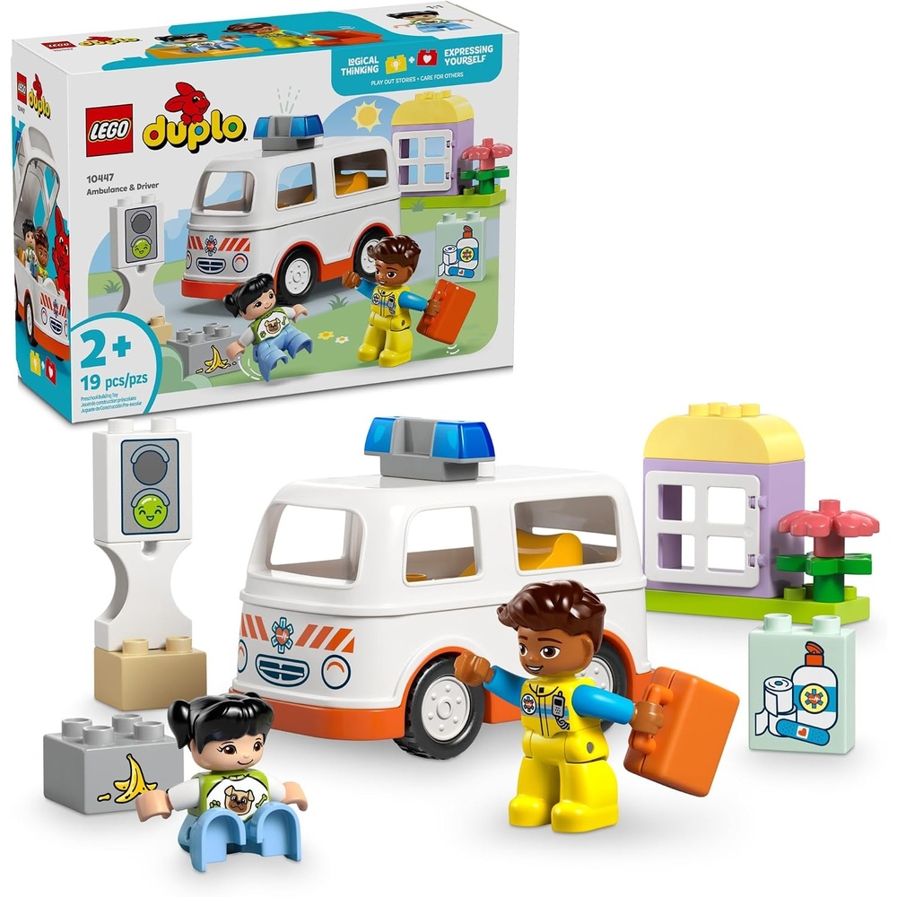 image:imageLEGO DUPLO Town Ambulance amp Driver Building Toy Playset Preschool Learning and Educational Ambulance Toy for Toddlers Boys and Girls Ages 2 Pretend Play Baby Gift Idea 10447
