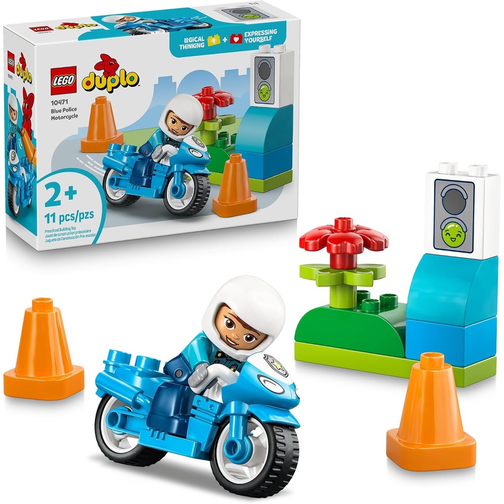 image:imageLEGO DUPLO Town Blue Police Motorcycle Building Toy for Toddlers Pretend Play Set amp Learning Toy for Boys amp Girls Ages 2 Building Blocks for Motor Skills Practice Gift for Birthdays 10471