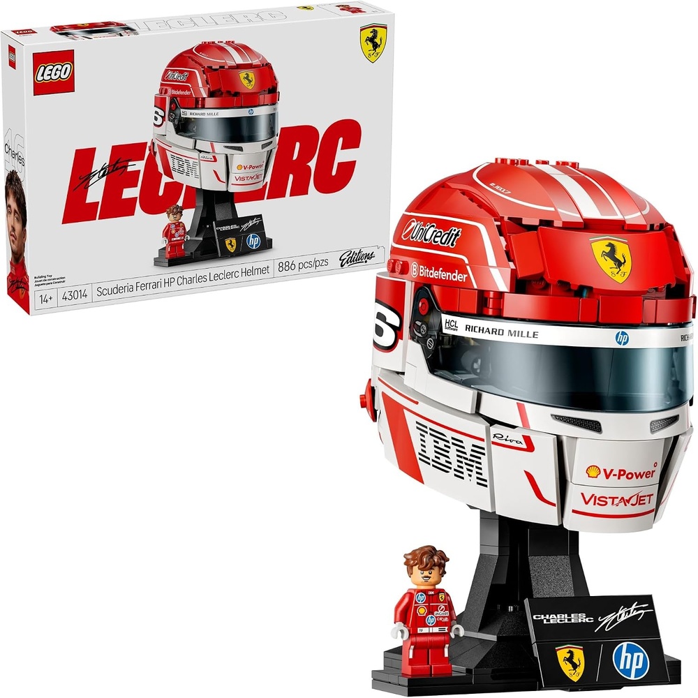 image:imageLEGO Editions Scuderia Ferrari HP Charles Leclerc Helmet Building Set for Teens Ages 14 Collectible F1 Display Bedroom or Home Office Decor Gift for Formula 1 Fans 43014