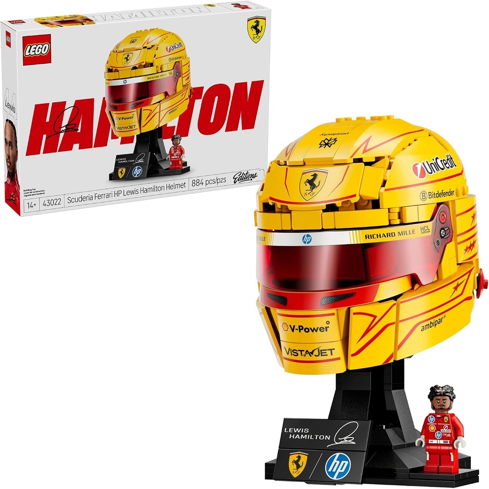 image:imageLEGO Editions Scuderia Ferrari HP Lewis Hamilton Helmet Building Set for Teens Ages 14 Collectible F1 Display Bedroom or Home Office Decor Gift for Racing Fans 43022