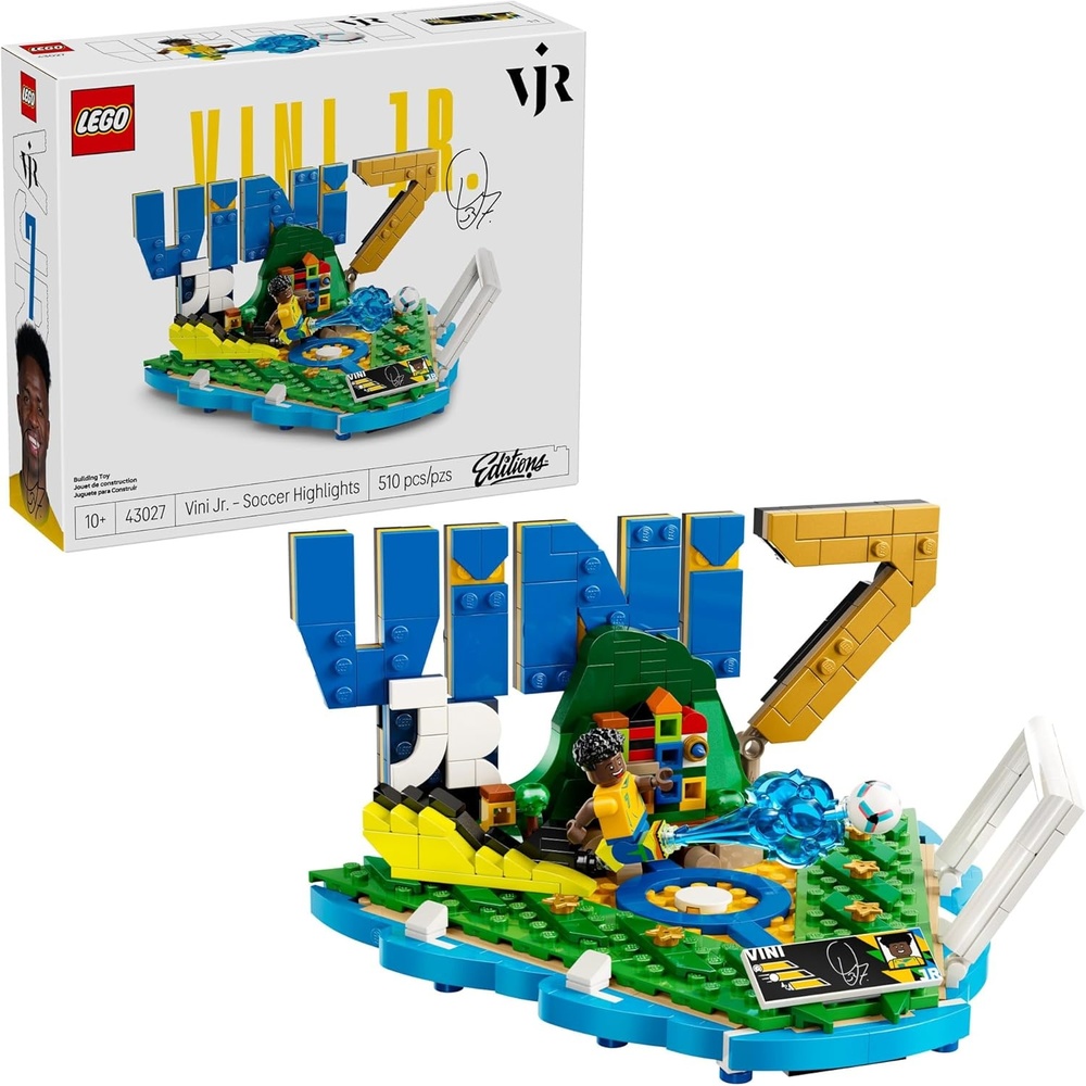 image:imageLEGO Editions Vini Jr Soccer Highlights Building Set for Boys amp Girls Ages 10 Collectible Soccer Gift WPlaque Kids Bedroom or Shelf Decor 43027