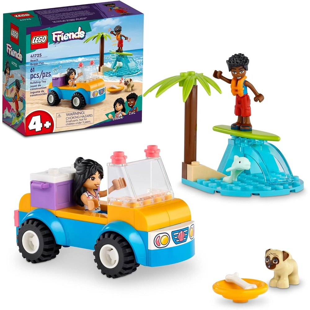 image:imageLEGO Friends Beach Buggy Fun 41725 Building Toy Set Creative Fun for Toddlers Ages 4 with 2 MiniDolls Pet Dog and Dolphin Figures a Beach Buggy Toy Car and Accessories