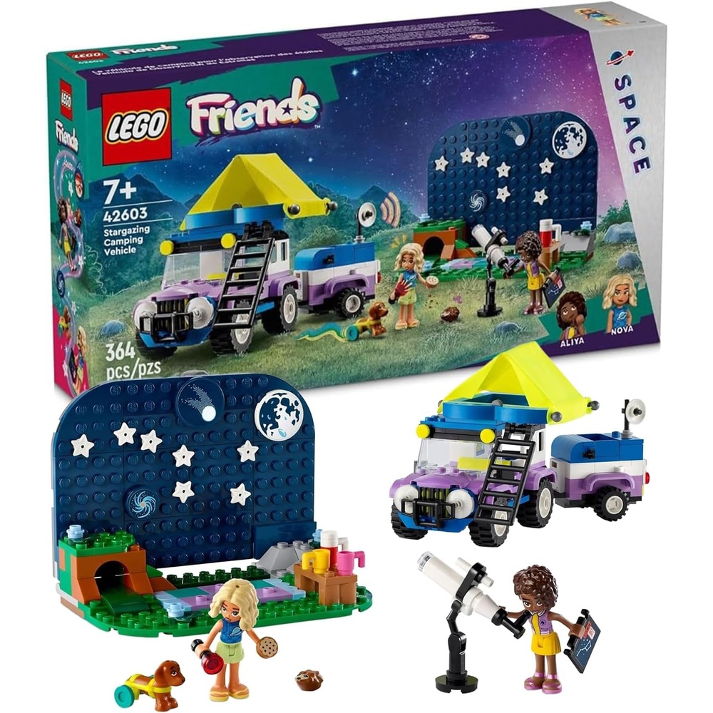 image:imageLEGO Friends Stargazing Camping Vehicle Adventure Toy Includes 2 MiniDolls Camping Trailer Telescope Toy and a Dog Figure Science Gift Idea for Girls Boys and Kids Ages 7 and Up 42603