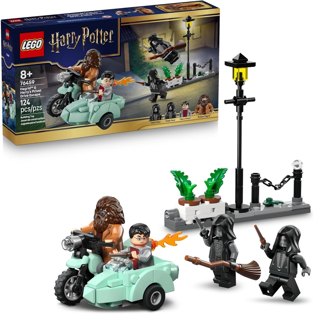 image:imageLEGO Harry Potter Hagrid amp Harrys Privet Drive Escape Building Toy for Boys amp Girls Pretend Play Set for Kids Ages 8 WMini Hagrids Motorcycle amp 4 Minifigures Gift for Birthdays 76459