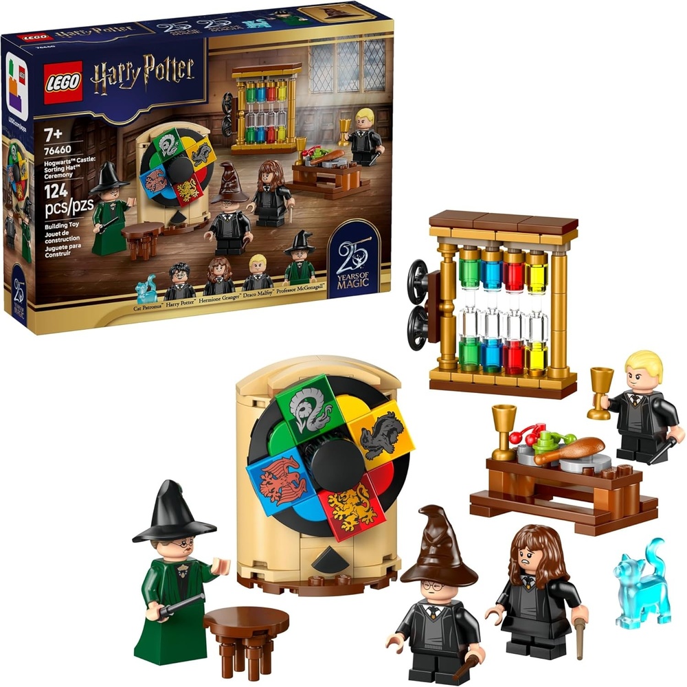image:imageLEGO Harry Potter Hogwarts Castle Sorting Hat Ceremony Building Toy for Boys Girls Pretend Play Set for Kids Ages 7 W4 Minifigures amp Cat Patronus Toy Figure Gift Idea for Birthdays 76460