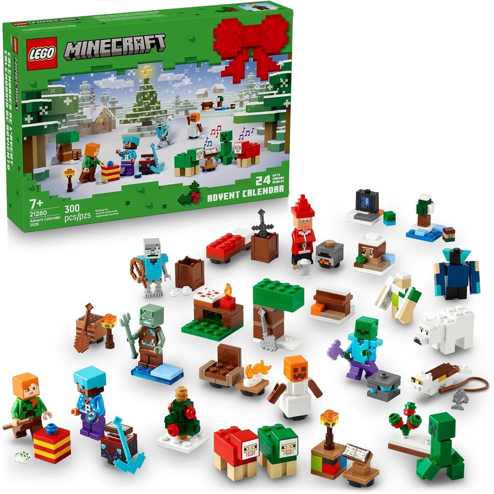 image:imageLEGO Minecraft Advent Calendar 2025 Building Toy Kids Holiday Countdown Set for Boys amp Girls Ages 7 24 Buildable Surprises amp 8 Minifigures for Gamers Collectible Gift for Christmas 21280