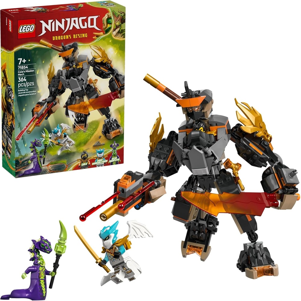 image:imageLEGO NINJAGO Coles Mission Mech amp Dragon Zane Building Toy for Boys Girls amp Kids Ages 7 Poseable Mech WCole Acid Monster amp Zane Minifigures for Pretend Play Gift Idea for Birthdays 71854