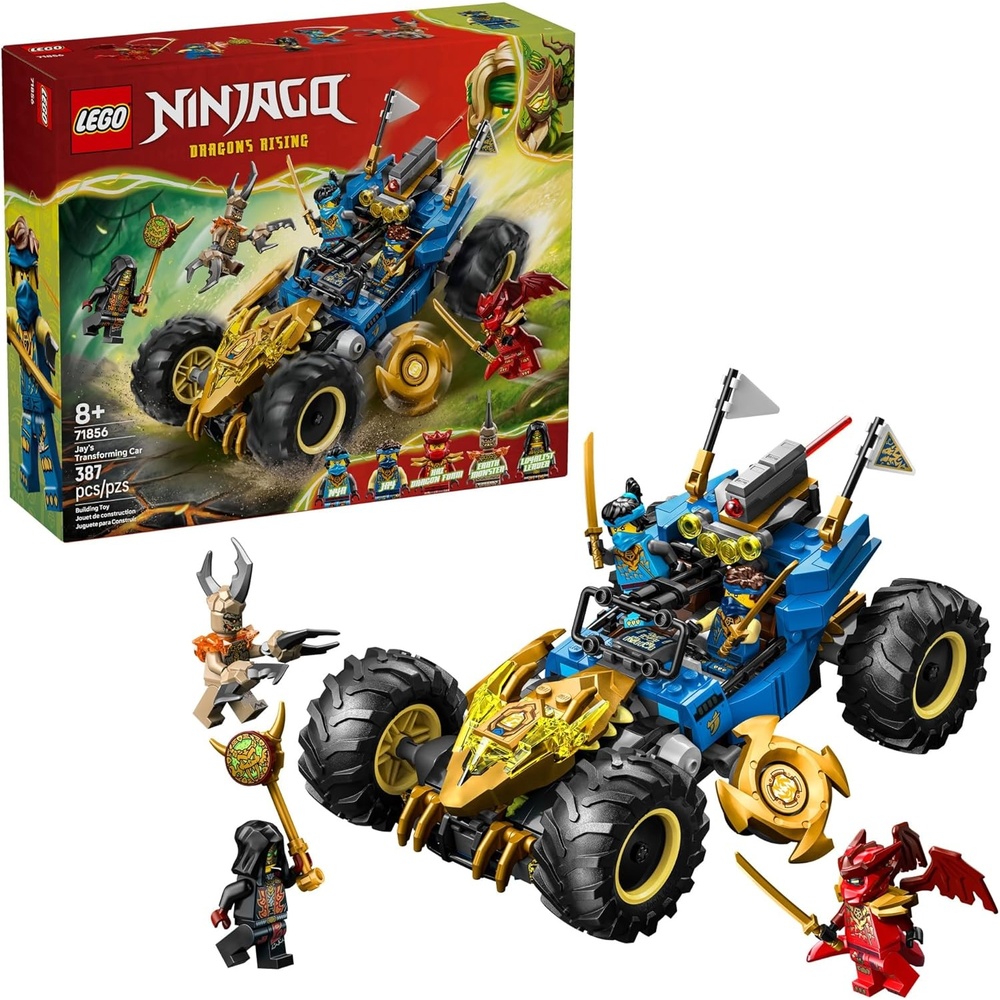 image:imageLEGO NINJAGO Jays Transforming Car Building Toy for Boys amp Girls  Toy Car W2 Play Modes for Kids Ages 8  WJay NYA Dragon Form Kai amp 2 More Minifigures  Gift Idea for Birthdays  71856
