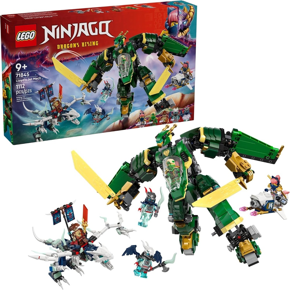 image:imageLEGO NINJAGO Lloyds Jet Mech Building Toy Model Building Kit for Boys amp Girls Ages 9 Transforming Playset for Kids W 5 Ninja Toy Minifigures Dragons Rising Gift Idea for Birthdays 71845