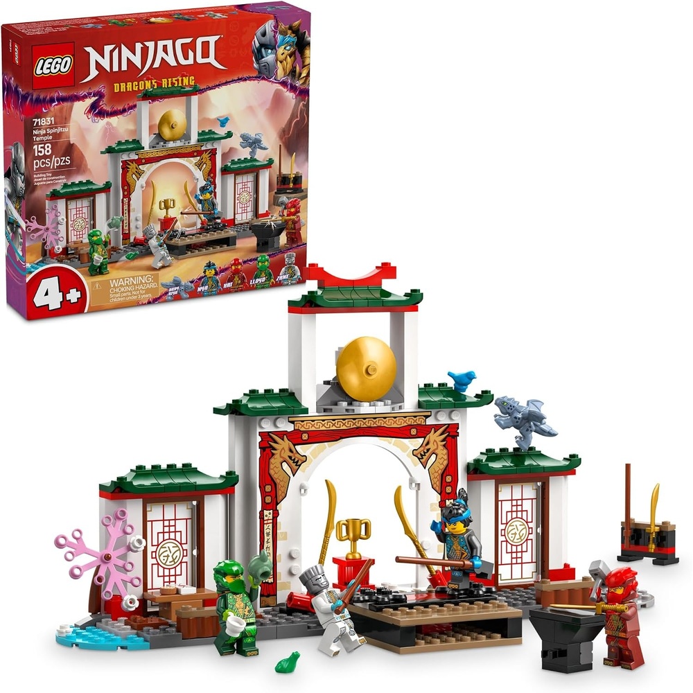 image:imageLEGO NINJAGO Ninja Spinjitzu Temple Building Toy Playset Pretend Play Preschool Ninja Toy for Kids Boys and Girls Ages 4 with 4 Minifigures Gift Idea for Birthdays 71831