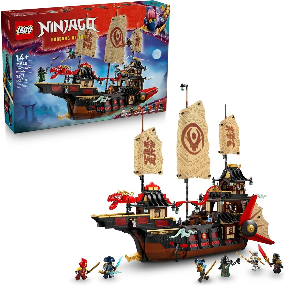 image:imageLEGO NINJAGO The Temple Bounty Building Toy  MultiLevel Boat W6 Ninja Toy Minifigures for Kids Ages 14  Model Building Kit with Display Stand  Dragons Rising Gift for Teen Boys amp Girls  71848