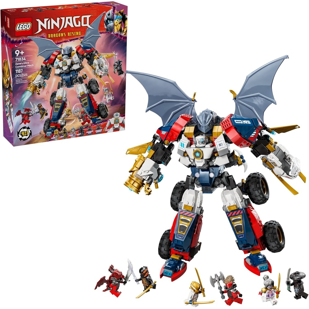 image:imageLEGO NINJAGO Zanes Ultra Combiner Mech Ninja Toy Pretend Play 4in1 Building Toy Set for Kids Boys and Girls Ages 9 with 6 Minifigures Gift Idea for Birthdays 71834
