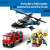 LEGO City Helicopter, Fire Truck & Submarine Remix Kids Toy – 3 Building Toys in 1 for Boys and Girls, Ages 7+ – Gift Idea for Birthdays – with 3 Minifigures – 60462