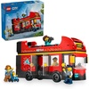 LEGO City Red Double-Decker Sightseeing Bus Toy Vehicle Set, Birthday Gift for 7 Year Olds, for Kids, Double-Decker London Bus Toy, 5 Characters Including a Baby and Stroller, 60407