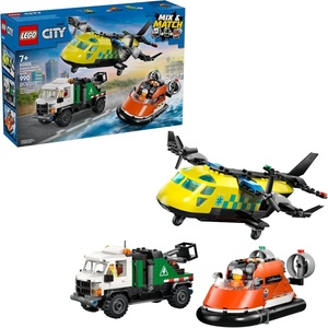 LEGO City Airplane, Service Truck & Hovercraft Remix Building Toy for Kids – Mix & Match Emergency Vehicle & Truck Toys for Pretend Play – Gift Idea for Boys & Girls, Ages 7+ – 60505