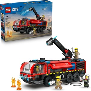 LEGO City Airport Fire Truck Kids Building Toy – Pretend Play Emergency Vehicle for Boys & Girls, Ages 7+ – Fire Engine Toy W/ 4 Firefighter Minifigures – Gift Idea for Birthdays – 60499