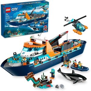 LEGO City Arctic Explorer Ship 60368 Building Toy Set, Fun Toy Gift for 7 Year Old Boys and Girls, with a Floatable Boat, Helicopter, Dinghy, ROV Sub, Viking Shipwreck, 7 Minifigures and an Orca(Frustration-Free Packaging)