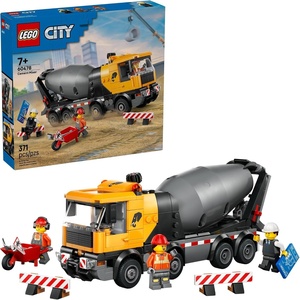 LEGO City Cement Mixer Truck Building Toy for Boys & Girls, Ages 7+ – Pretend Play Construction Toy W/Rotating Drum & 3 Worker Minifigures – Gift Idea for Birthdays – 60478