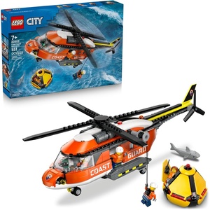 LEGO City Coast Guard Helicopter Building Toy for Kids – Pretend Play Emergency Response Set for Boys & Girls, Ages 7+ – Includes 4 Minifigures, Shark, & Rescue Pod – Gift Idea for Birthdays – 60503