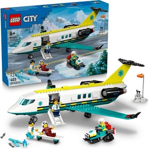 LEGO City Emergency Air Ambulance Airplane Building Toy for Kids – Pretend Play Rescue Airplane Model for Boys & Girls, Ages 6+ – Building Blocks W/Hero Minifigures – Gift Idea for Birthdays – 60465