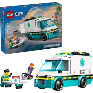 LEGO City Emergency Ambulance Toy – Building Sensory Toy for Kids, Boys and Girls, Ages 5+ – Educational, Learning Gift Idea for Birthdays and Holidays – Skateboarder and Driver Minifigures – 60451