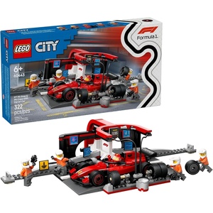LEGO City F1 Pit Stop & Pit Crew with Ferrari Car Toy – Model Race Car Toy Building Playset for Kids, Boys and Girls, Ages 6+ – F1 Collectible for Fans – Gift Idea for Birthdays – 60443