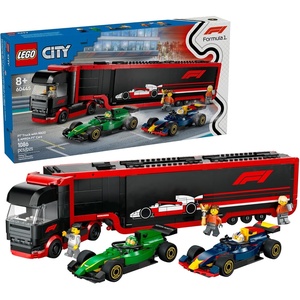 LEGO City F1 Truck with RB20 & AMR24 F1 Car Toys – Model Car Building Toy Set for Kids, Boys and Girls, Ages 8+ – Formula 1 Collectible for Fans – Gift Idea for Birthdays – 60445