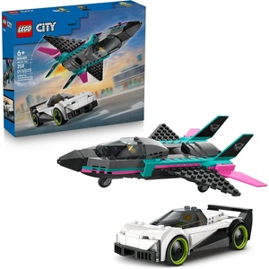 LEGO City Jet vs. Car Building Toys for Kids – Vehicle Sets for Boys & Girls, Ages 6+ – Gift for Birthdays – Toy Car & Jet W/Driver & Pilot Minifigures – 60489