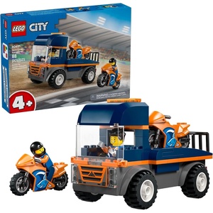 LEGO City Motorcycle Transporter Building Toy for Boys & Girls – Pretend Play Set for Preschool Kids, Ages 4+ – Flatbed Truck Toy W/2 Toy Motorcycles & 2 Minifigures – Gift Idea for Birthdays – 60491