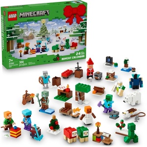 LEGO Minecraft Advent Calendar 2025 Building Toy – Kids Holiday Countdown Set for Boys & Girls, Ages 7+ – 24 Buildable Surprises & 8 Minifigures for Gamers – Collectible Gift for Christmas – 21280