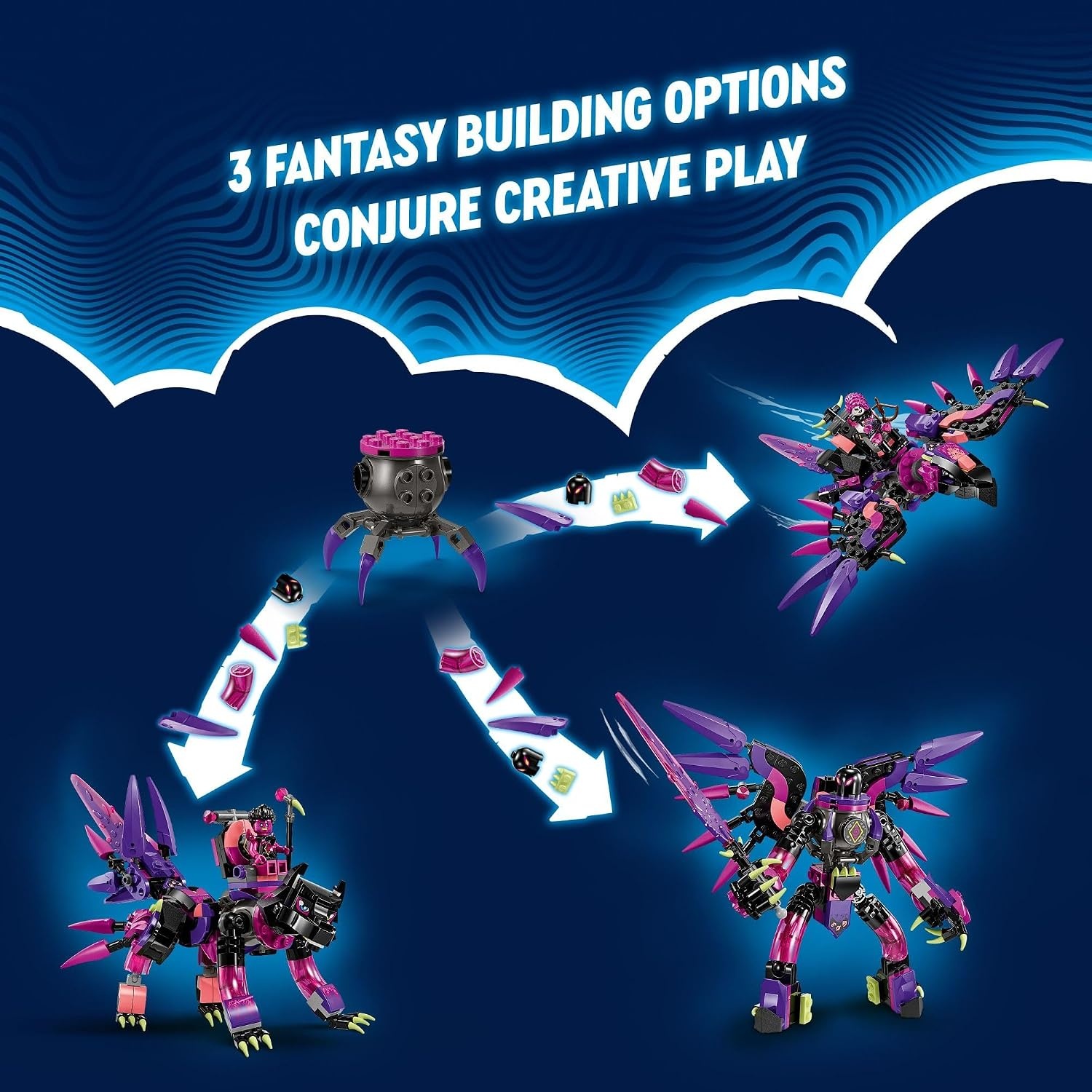 image:imageLEGO DREAMZzz The Never Witchs Nightmare Creatures Fantasy Animal Kids Toy Build a Mech Wolf or Raven Figure Building Toy with 5 Minifigures for 9 Year Old Boys and Girls 71483