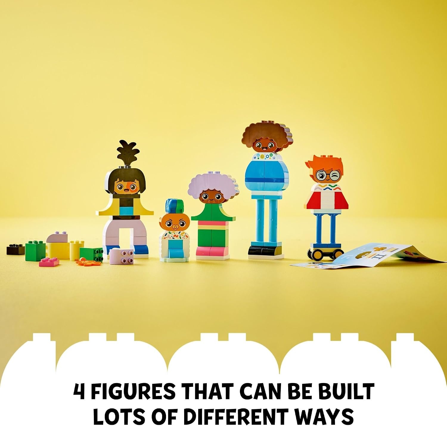 image:imageLEGO DUPLO Town Buildable People with Big Emotions Interactive Toy for Ages 3 and Up 5 Characters with 10 RolePlay Faces 71 Colorful Bricks for MixandMatch Customizable Fun 10423