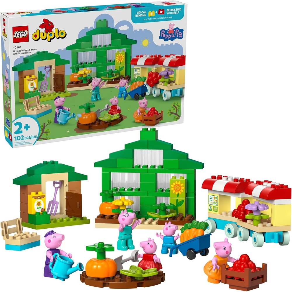 image:imageLEGO DUPLO Peppa Pig Grandpa Pigs Garden and Greenhouse  Peppa Pig Toy for Toddlers  Preschool Learning and Sensory Toy for Girls and Boys Ages 2  5 Characters Included  10461