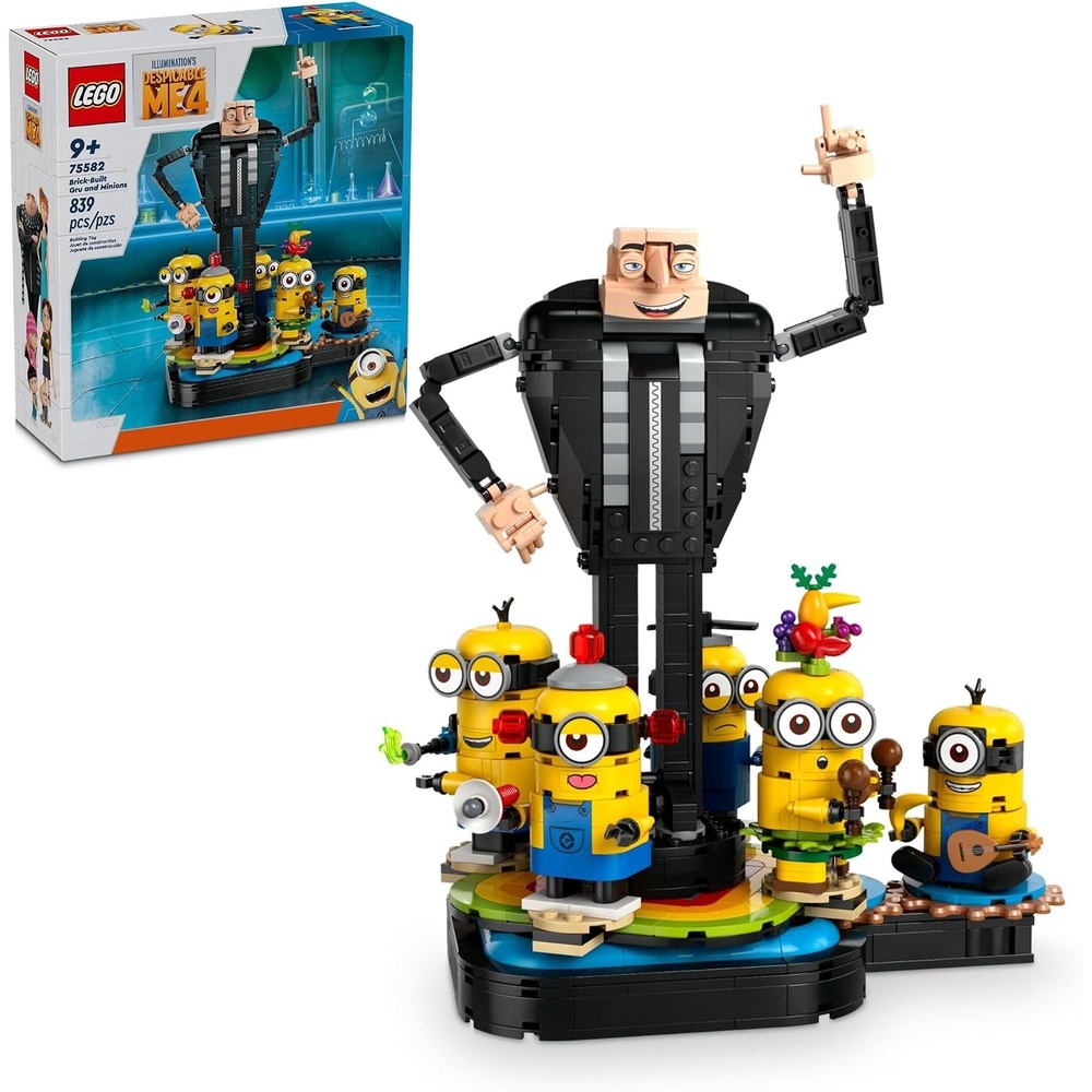 image:imageLEGO Despicable Me 4 BrickBuilt Gru and Minions Figure Buildable Minions Toy for Kids Dancing Despicable Me Toy Figures Playset PlayandDisplay Birthday Gift for Boys and Girls 75582