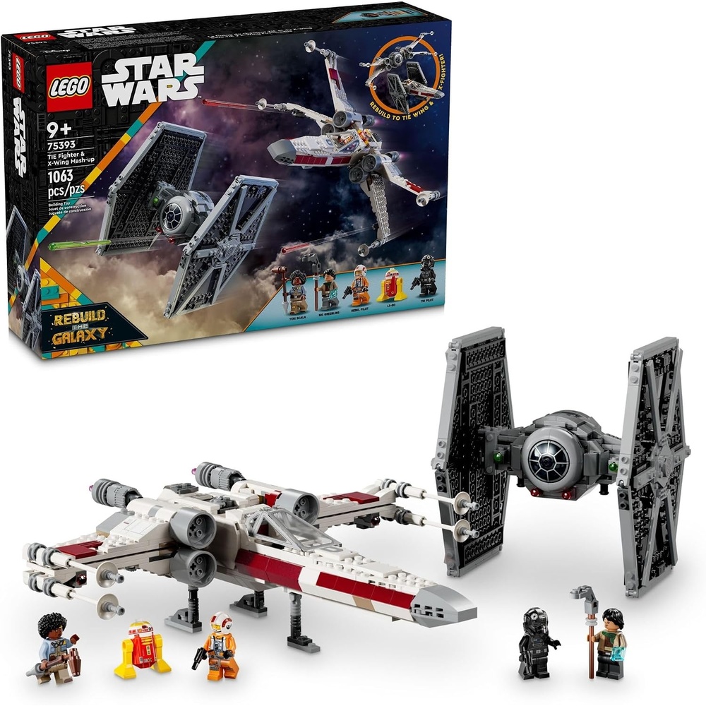 image:imageLEGO Star Wars TIE Fighter amp XWing MashUp Building Set Star Wars Toys for Boys amp Girls Ages 9 Imaginative Creative Play Use for Display or Pretend Play Gift for Fans Birthday 75393