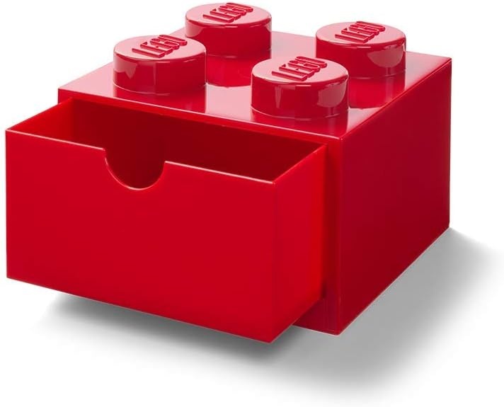image:imageRoom Copenhagen LEGO Storage Brick 4 Desk Drawer 4Stud Stackable Tabletop Storage Box 62 x 62 x 44 In Red Stackable Storage Box for Desk Storage Kids Room Office LEGO accessories Stackable Organizer
