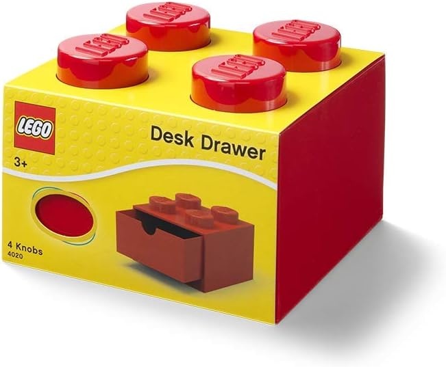 image:imageRoom Copenhagen LEGO Storage Brick 4 Desk Drawer 4Stud Stackable Tabletop Storage Box 62 x 62 x 44 In Red Stackable Storage Box for Desk Storage Kids Room Office LEGO accessories Stackable Organizer